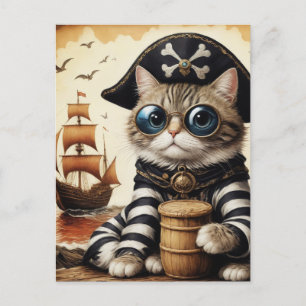 Carte Postale Adorable chat de pirate