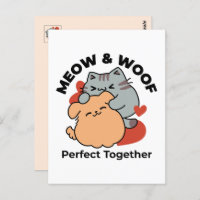 Adorable chat et chien Hug - Meow & Woof Design