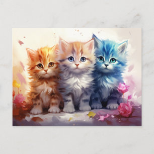 Carte Postale Adorable Chatons Peintres Innocents