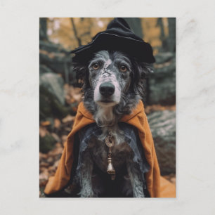 Carte Postale Adorable chien d'Halloween tacheté