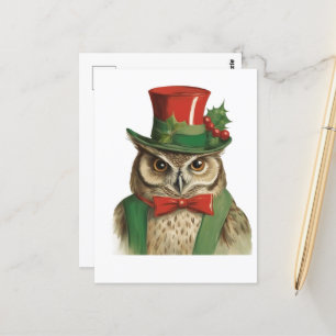 Carte Postale Adorable Chouette de Noël