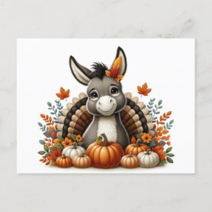 Carte Postale Adorable Donkey Thanksgiving