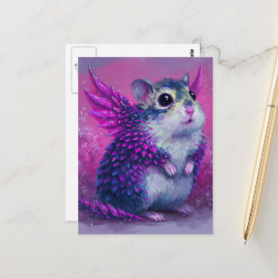 Carte Postale Adorable Dragon Hamster Rose