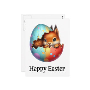 Carte Postale Adorable Drôle mignon écureuil de Pâques bébé