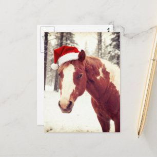 Carte Postale Adorable et mignon cheval de peinture de Noël