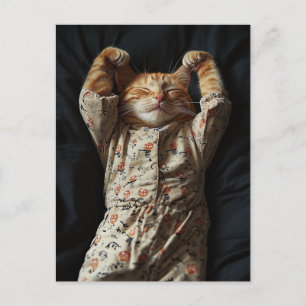 Carte Postale Adorable Ginger Cat en Pjs