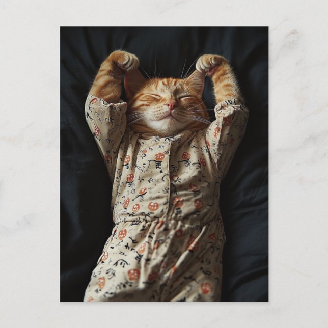 Carte Postale Adorable Ginger Cat en Pjs (Devant)
