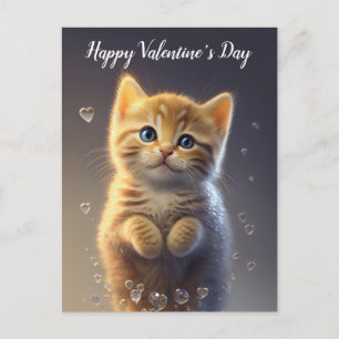 Carte Postale Adorable Ginger Tabby Saint Valentin Kitten
