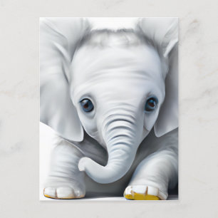 Carte Postale adorable Grey Baby Elephant
