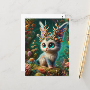 Carte Postale Adorable Jackalope Kitten Critère