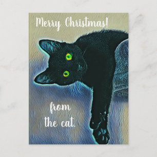 Carte Postale Adorable Joyeux voeux de Noël du chat noir