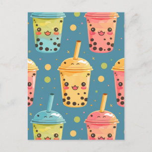Carte Postale Adorable Kawaii Boba Conception de boisson