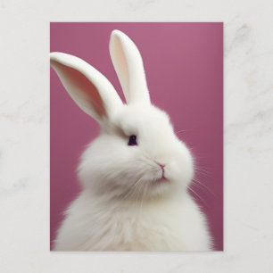 Carte Postale adorable lapin blanc