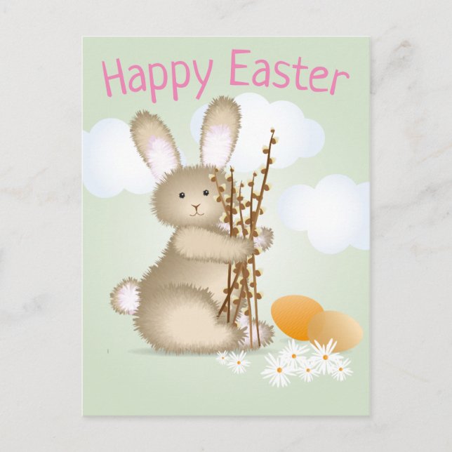 Carte Postale Adorable Lapin Joyeux Pâques (Devant)