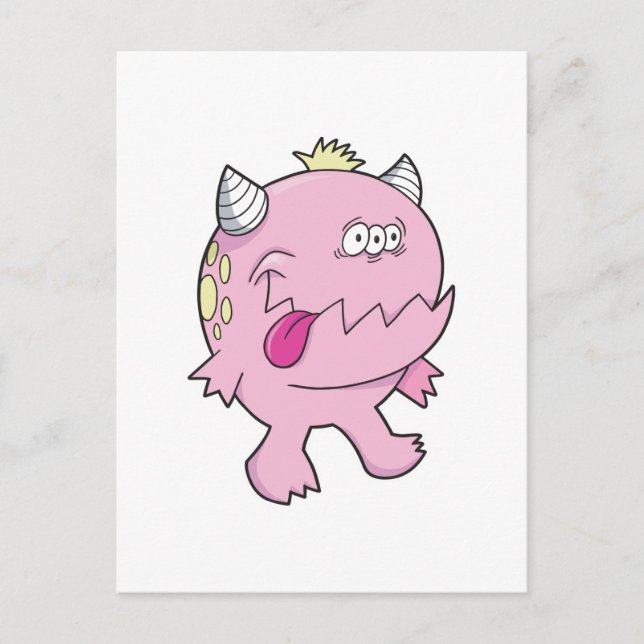 Carte Postale adorable monstre de chomper à langue rose (Devant)