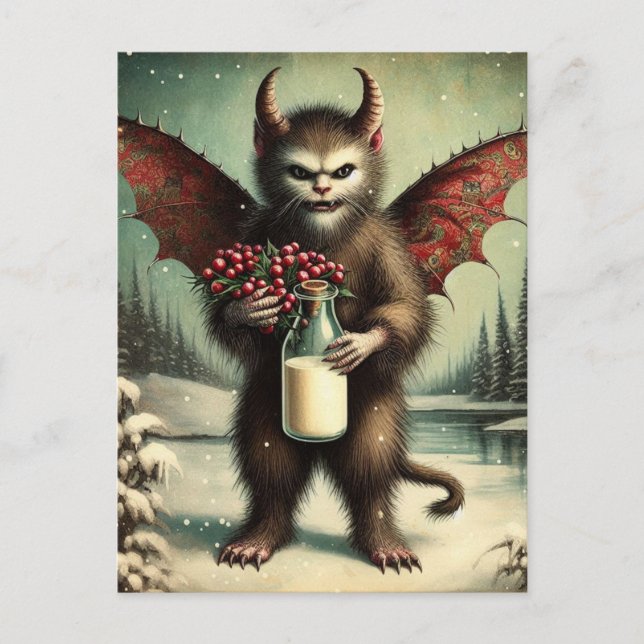 Carte Postale Adorable Noël Horreur Krampus Kitty Fairy (Devant)