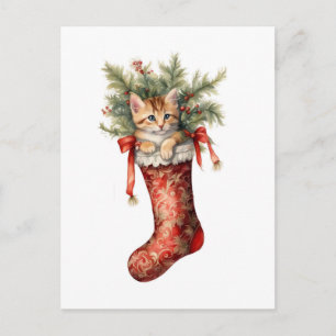 Carte Postale Adorable Noël Kitten