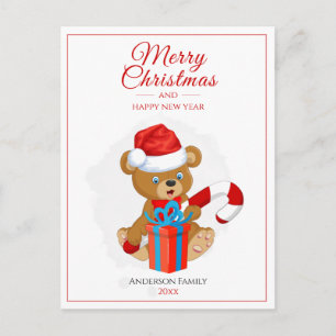 Carte Postale Adorable Noël Teddy   Noël personnalisé
