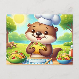 Carte Postale Adorable Otter Avec Tacos