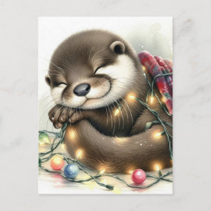 Carte Postale adorable Otter de Noël