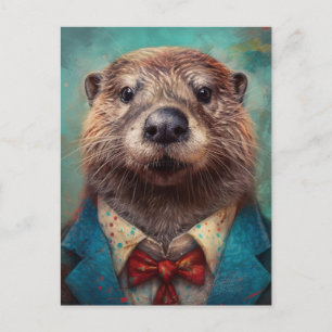Carte Postale Adorable Otter en costume