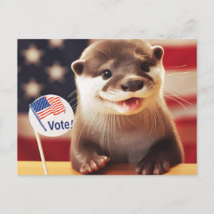 Carte Postale Adorable Otter Vote Patriotique