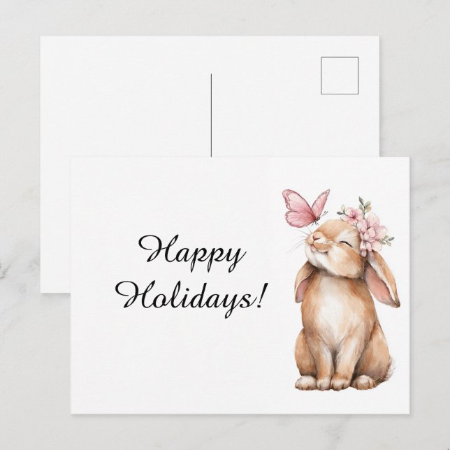 Carte Postale Adorable Pâques un lapin mignon  (Devant / Derrière)