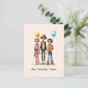 Carte Postale Adorable Pastel Zombie Trio - Jolie Halloween (2)