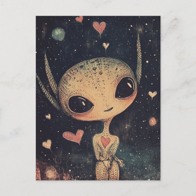 Carte Postale adorable petit Alien (Devant)