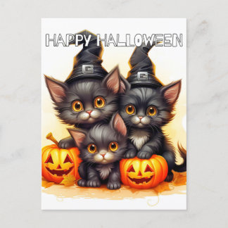 Carte Postale Adorable Petit Chatons Halloween