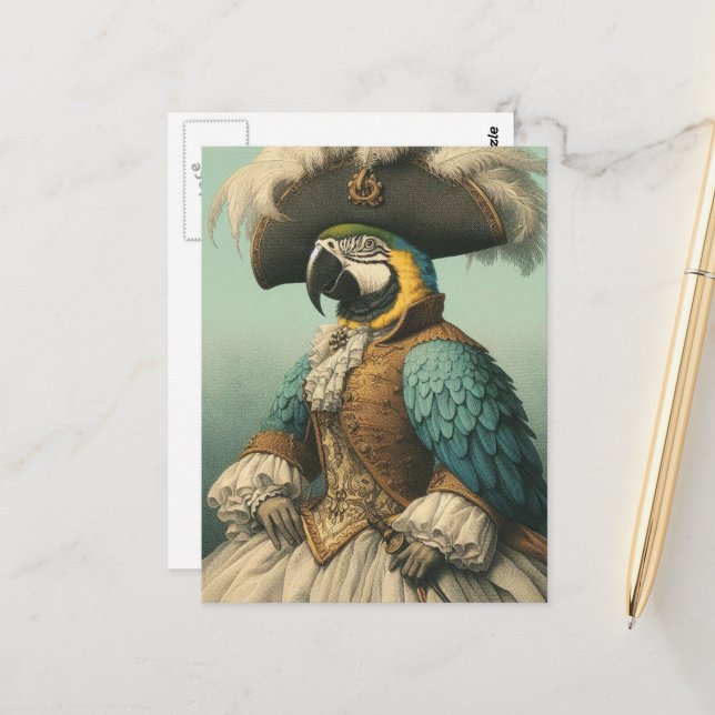Carte Postale Adorable Pirate Bird (Devant/Arrière en situation)