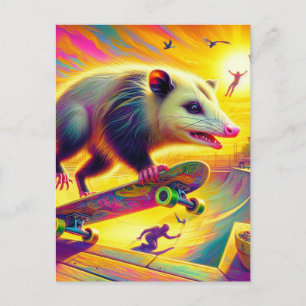 Carte Postale Adorable Possum Skateboard