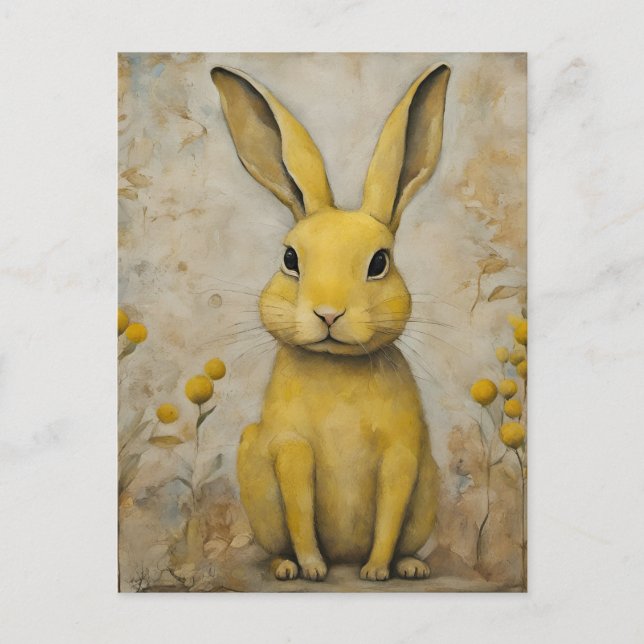 Carte postale adorable Rabbit Jaune (Devant)