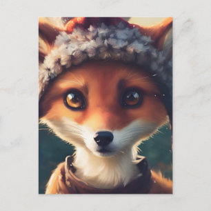 Carte Postale Adorable Renard rouge