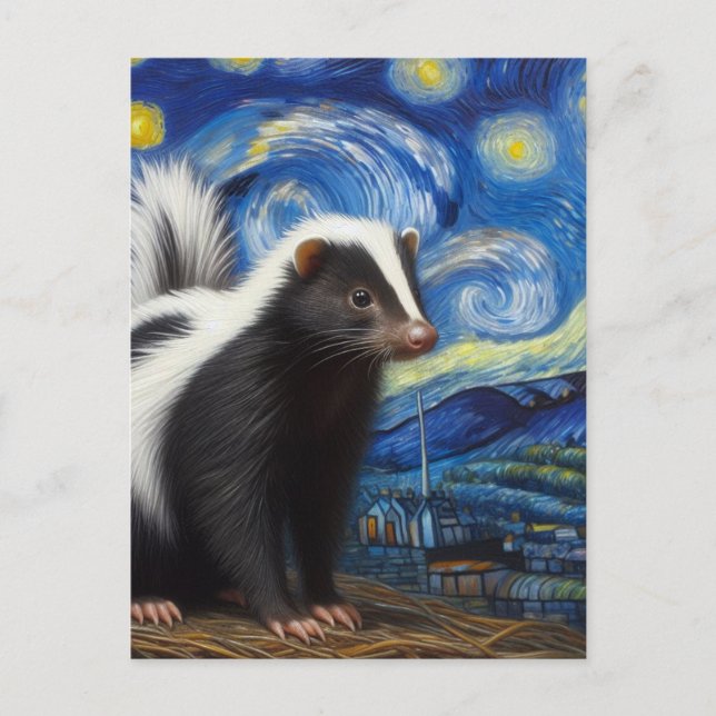 Carte Postale Adorable Starry Night Skunk Van Gogh (Devant)