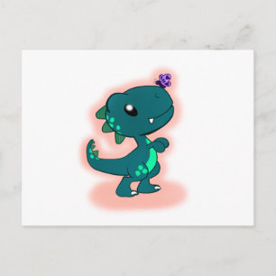 Carte Postale Adorable T-Rex Turquoise