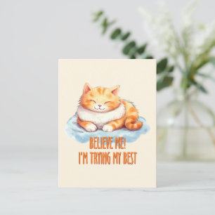 Carte Postale Adorable Tabby Orange Chat - Je tente mon meilleur