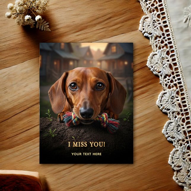 Carte postale Adorable Teckel Tu me manques (Créateur téléchargé)