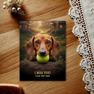 Carte postale Adorable teckel Tu me manques