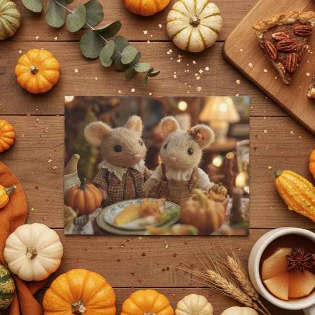 Carte Postale Adorable Thanksgiving Mice (Créateur téléchargé)