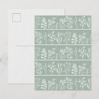 Carte Postale Adorable Vert Sauge Doux Art Fantaisiste