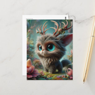 Carte Postale Adorable Veste Fluffy Kitten