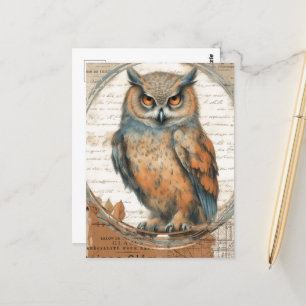Carte Postale Adorable Vintage Owl Collage