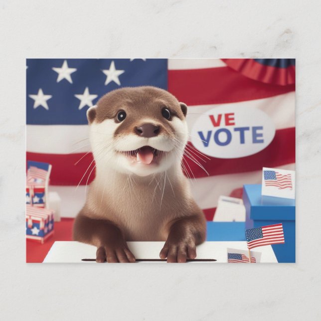 Carte Postale Adorable Vote patriotique Otter (Devant)
