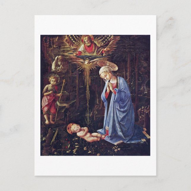 Carte Postale Adoration De L'Enfant Et St. Bernard (Devant)