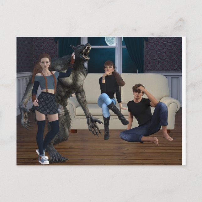 Carte Postale Ados Loups-Garous Lycanthropes Métamorphes (Devant)