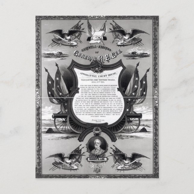 Carte Postale Adresse d'adieu du général Robert E. Lee (Devant)