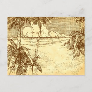 Carte Postale Adresse personnalisée Tropical Beach Art Vintage C