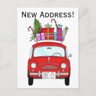 Carte Postale Adresse Voiture rouge Faire-part avec cadeaux de N