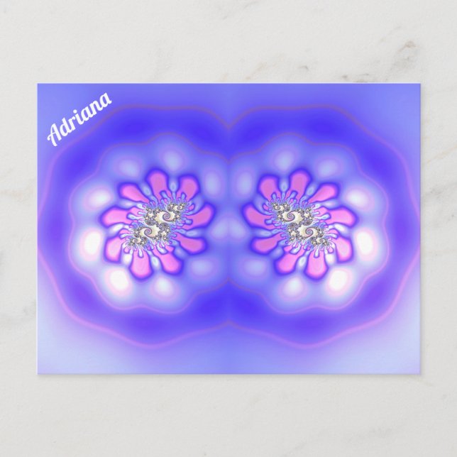 Carte Postale ADRIANA ~ Conception de fractale 3D ~ Rose Bleu Ma (Devant)